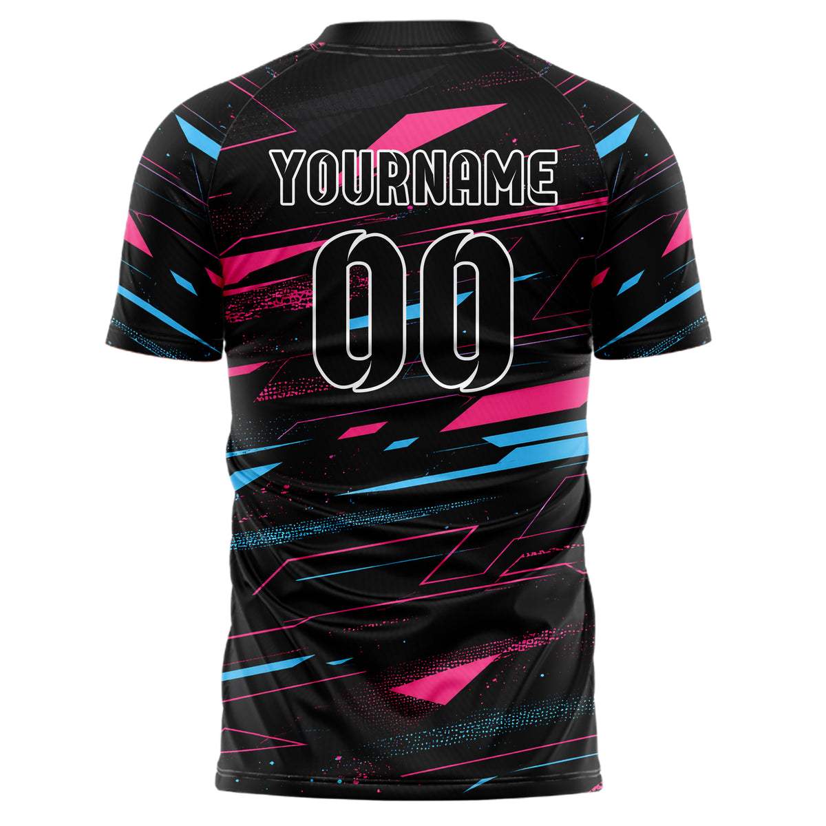 Schwarz lebendiges abstrakte Linien Polygon Shards Design 12-0146 individuelles Fußballtrikot back