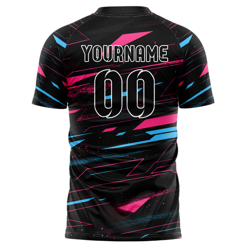 Schwarz lebendiges abstrakte Linien Polygon Shards Design 12-0146 individuelles Fußballtrikot back