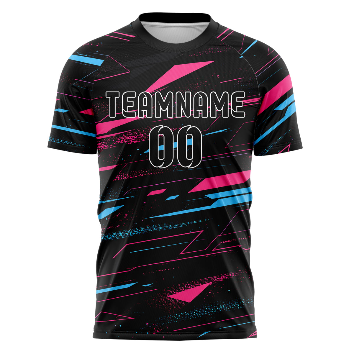 Schwarz lebendiges abstrakte Linien Polygon Shards Design 12-0146 individuelles Fußballtrikot front