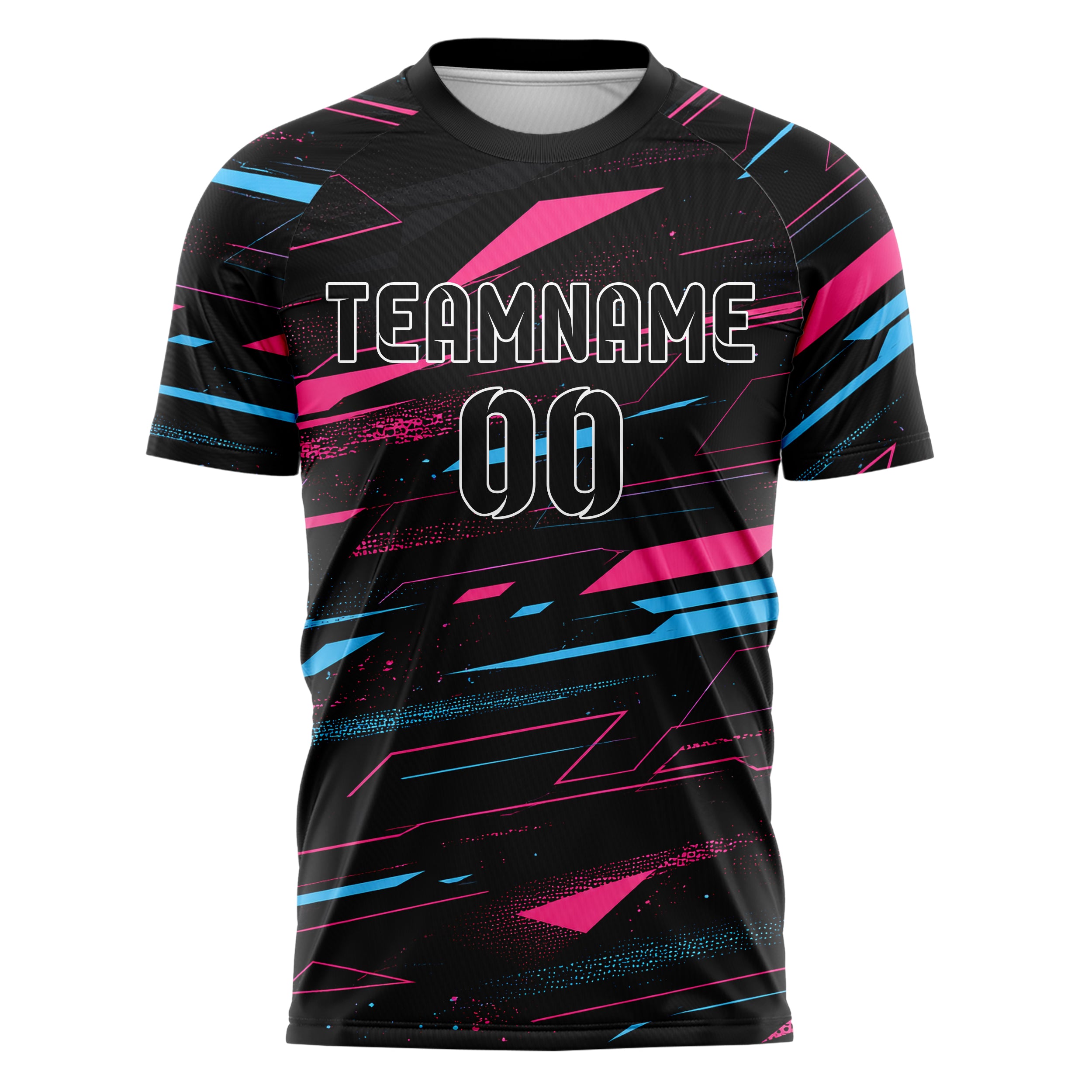 Schwarz lebendiges abstrakte Linien Polygon Shards Design 12-0146 individuelles Fußballtrikot front
