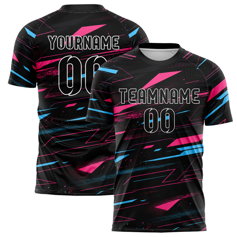Schwarz lebendiges abstrakte Linien Polygon Shards Design 12-0146 individuelles Fußballtrikot main
