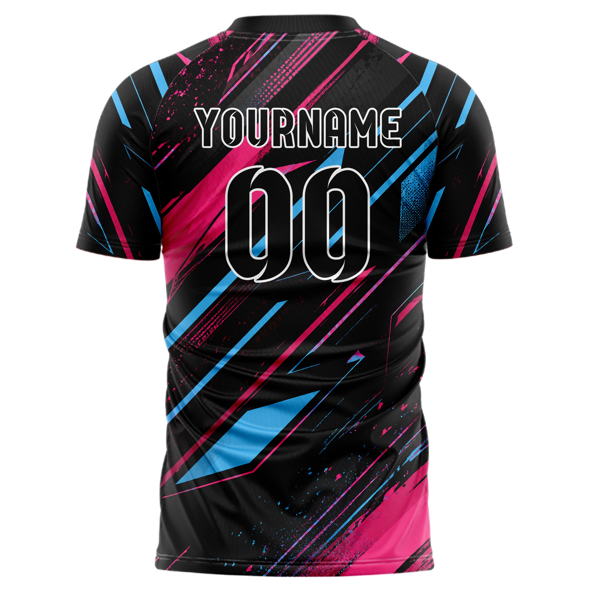 Schwarz lebendiges abstrakte Linien Speckles Line Accents Design 12-0176 individuelles Fußballtrikot back