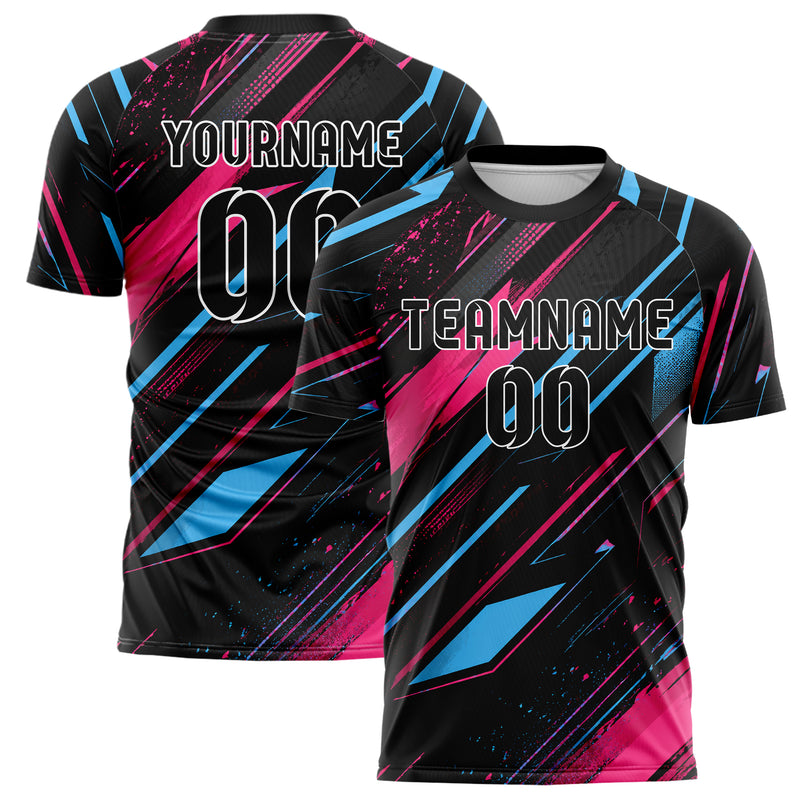 Schwarz lebendiges abstrakte Linien Speckles Line Accents Design 12-0176 individuelles Fußballtrikot main
