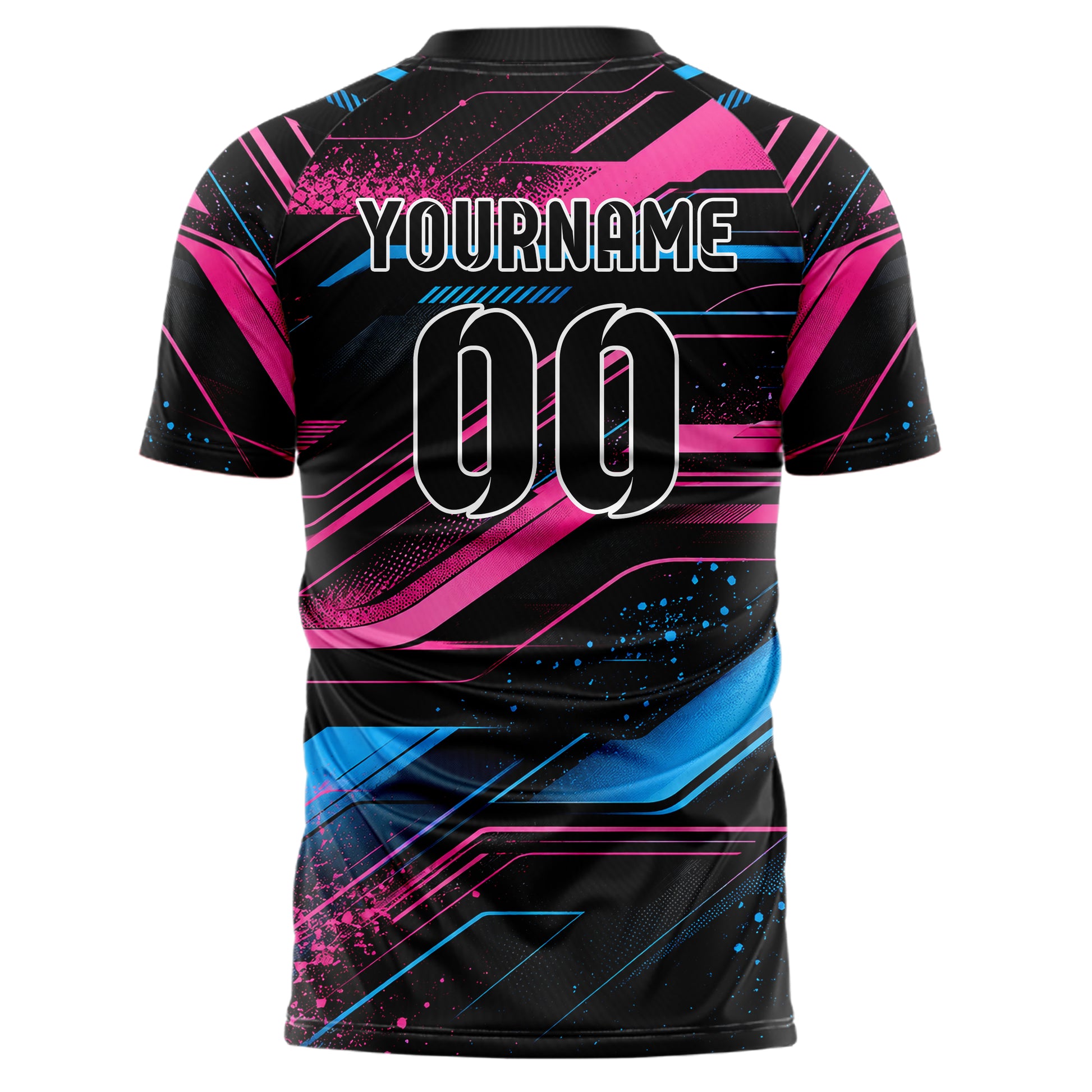Schwarz lebendiges abstrakte Linien Speckles Line Accents Design 12-0272 individuelles Fußballtrikot back