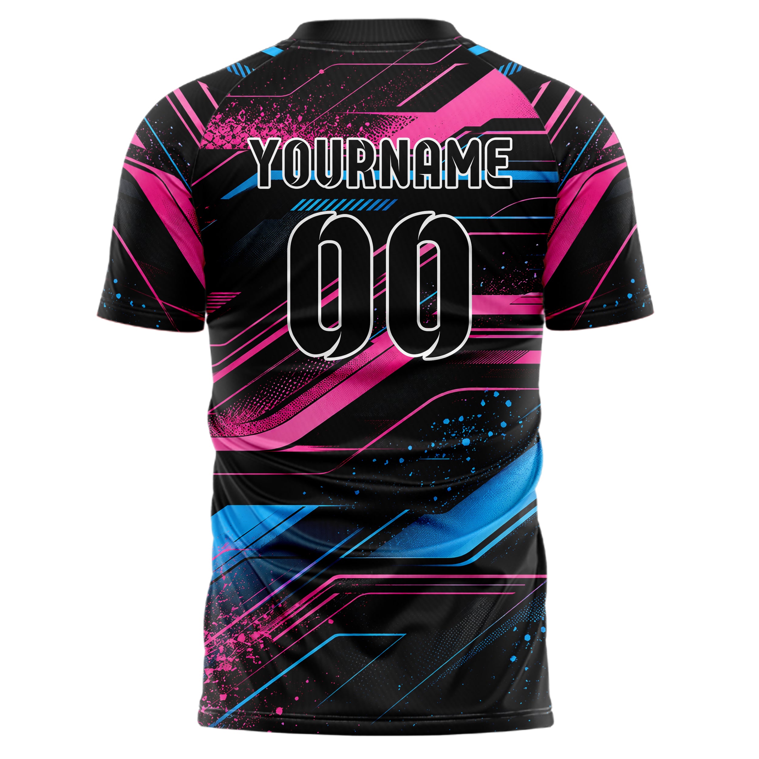 Schwarz lebendiges abstrakte Linien Speckles Line Accents Design 12-0272 individuelles Fußballtrikot back