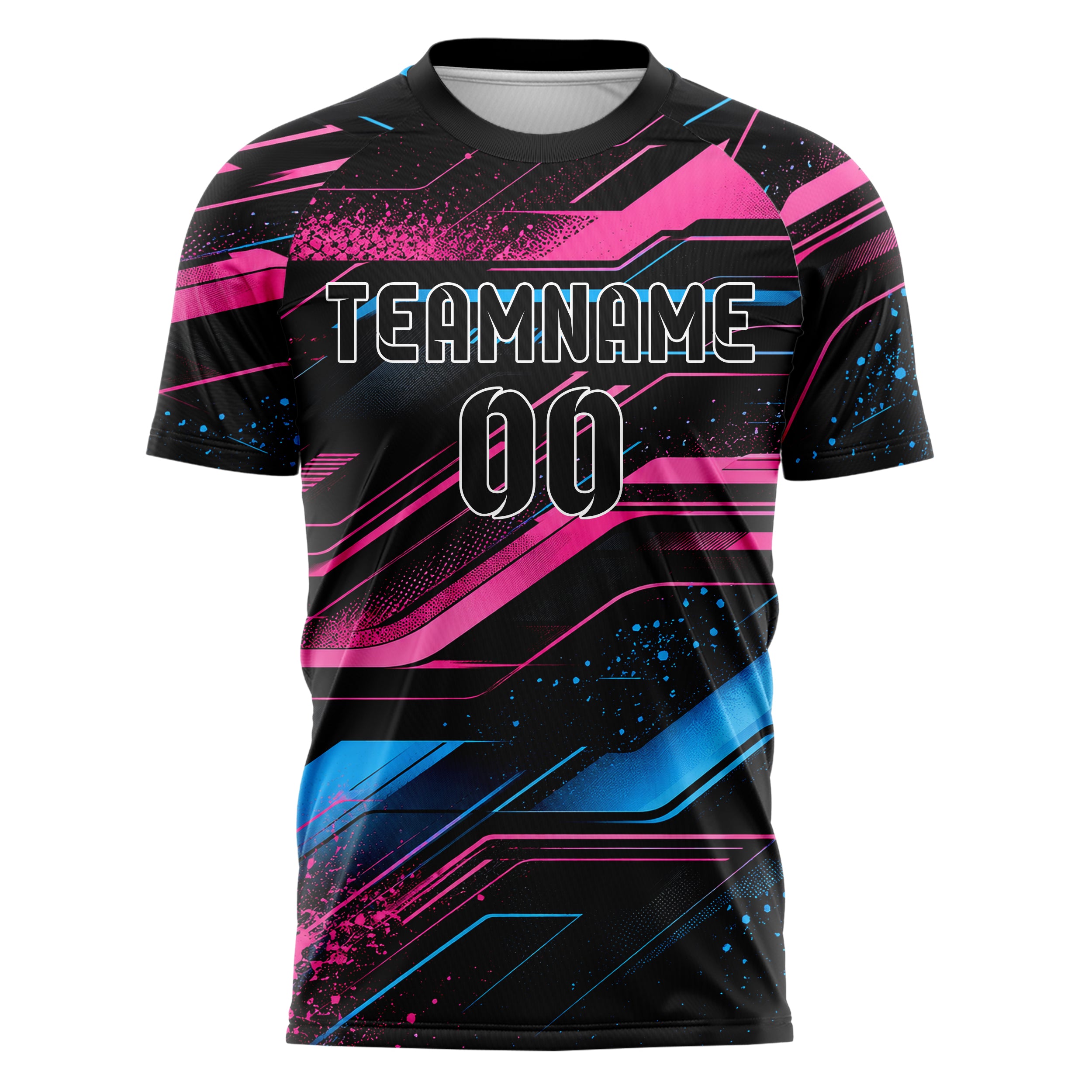 Schwarz lebendiges abstrakte Linien Speckles Line Accents Design 12-0272 individuelles Fußballtrikot front