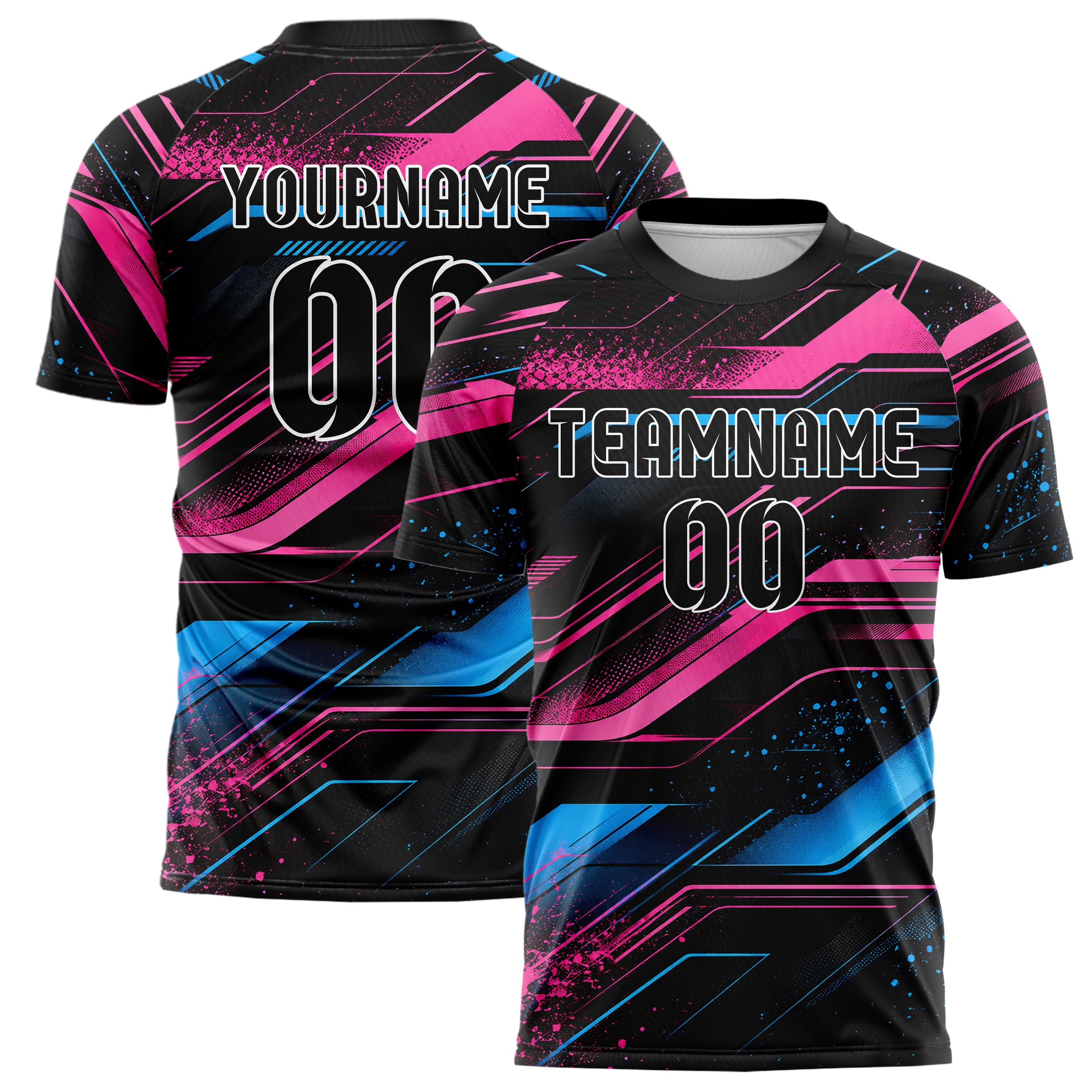Schwarz lebendiges abstrakte Linien Speckles Line Accents Design 12-0272 individuelles Fußballtrikot main