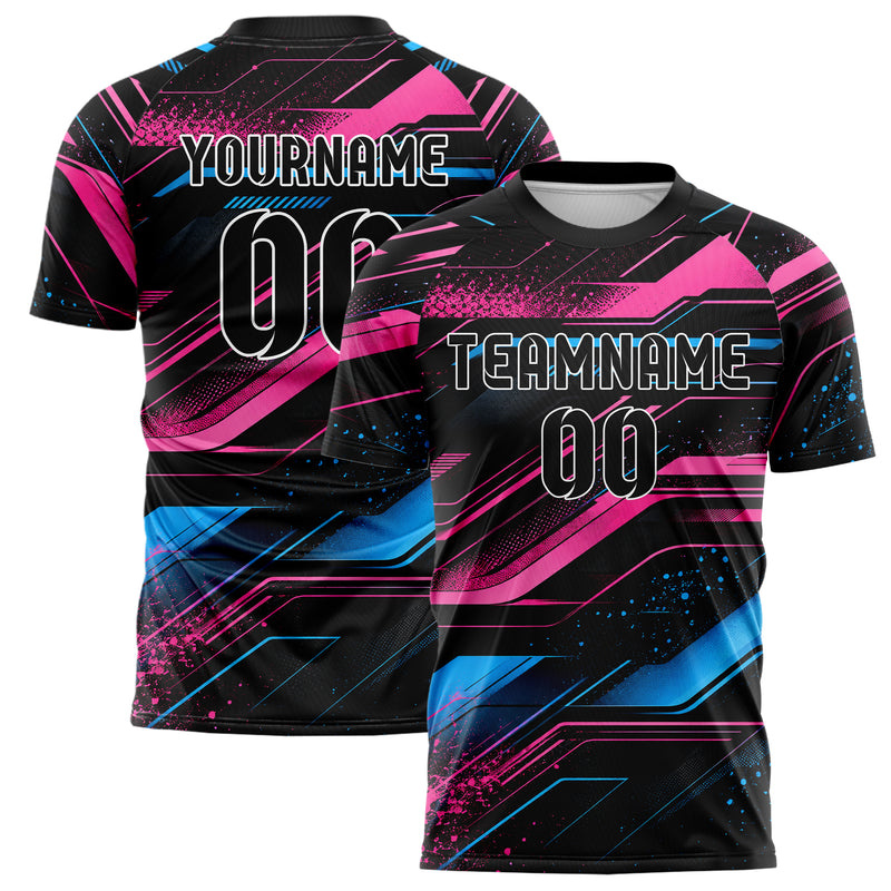 Schwarz lebendiges abstrakte Linien Speckles Line Accents Design 12-0272 individuelles Fußballtrikot main