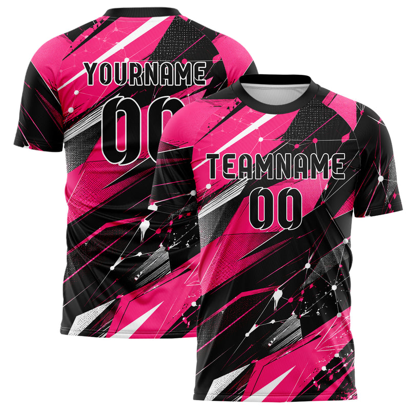 Hot Pink lebendiges abstrakte Linien Network Web Design 12-0103 individuelles Fußballtrikot main