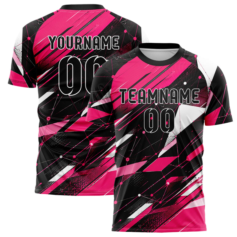 Hot Pink lebendiges abstrakte Linien Network Web Design 12-0391 individuelles Fußballtrikot main