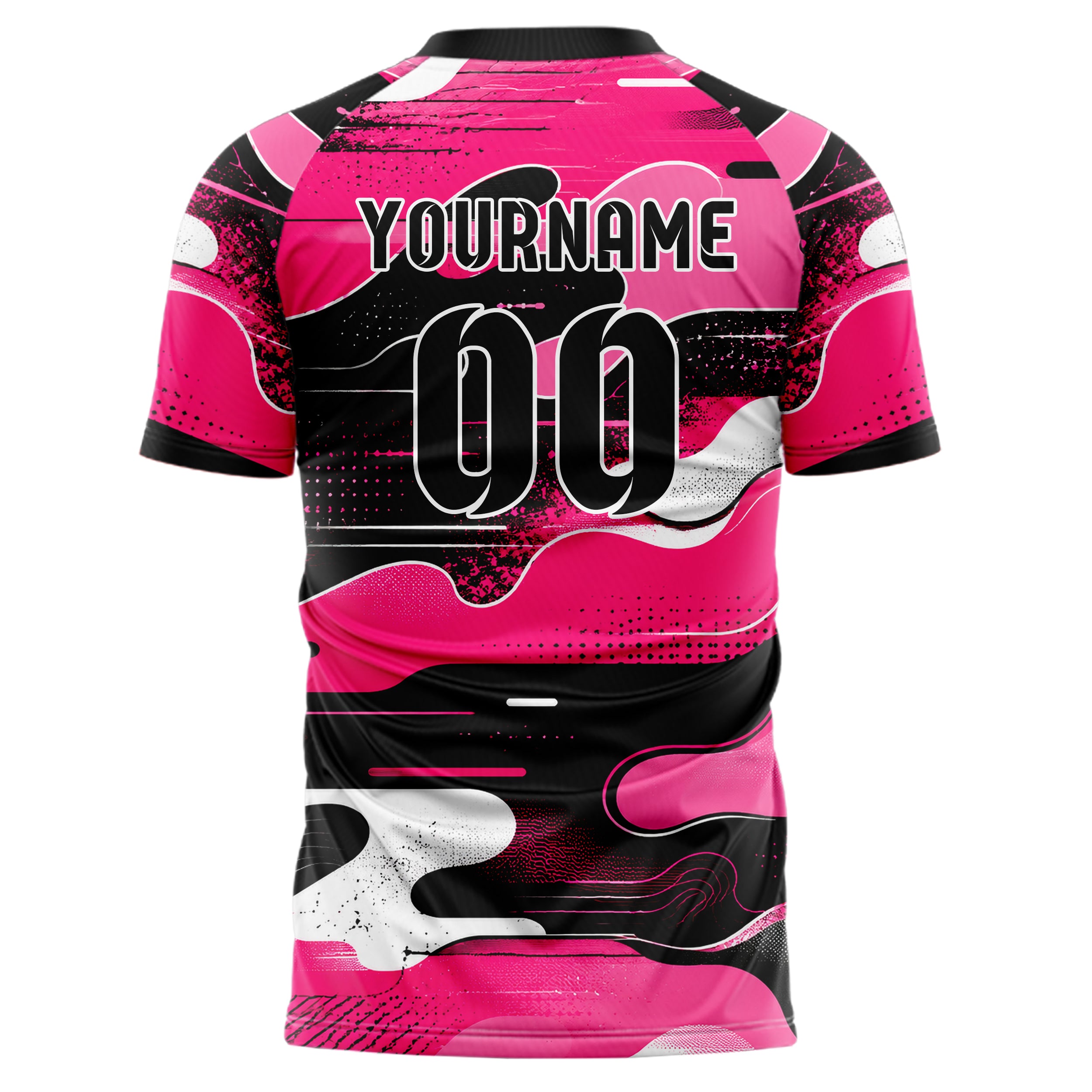 Hot Pink lebendiges abstrakte Linien Organic Blobs Outline Design 12-0148 individuelles Fußballtrikot back
