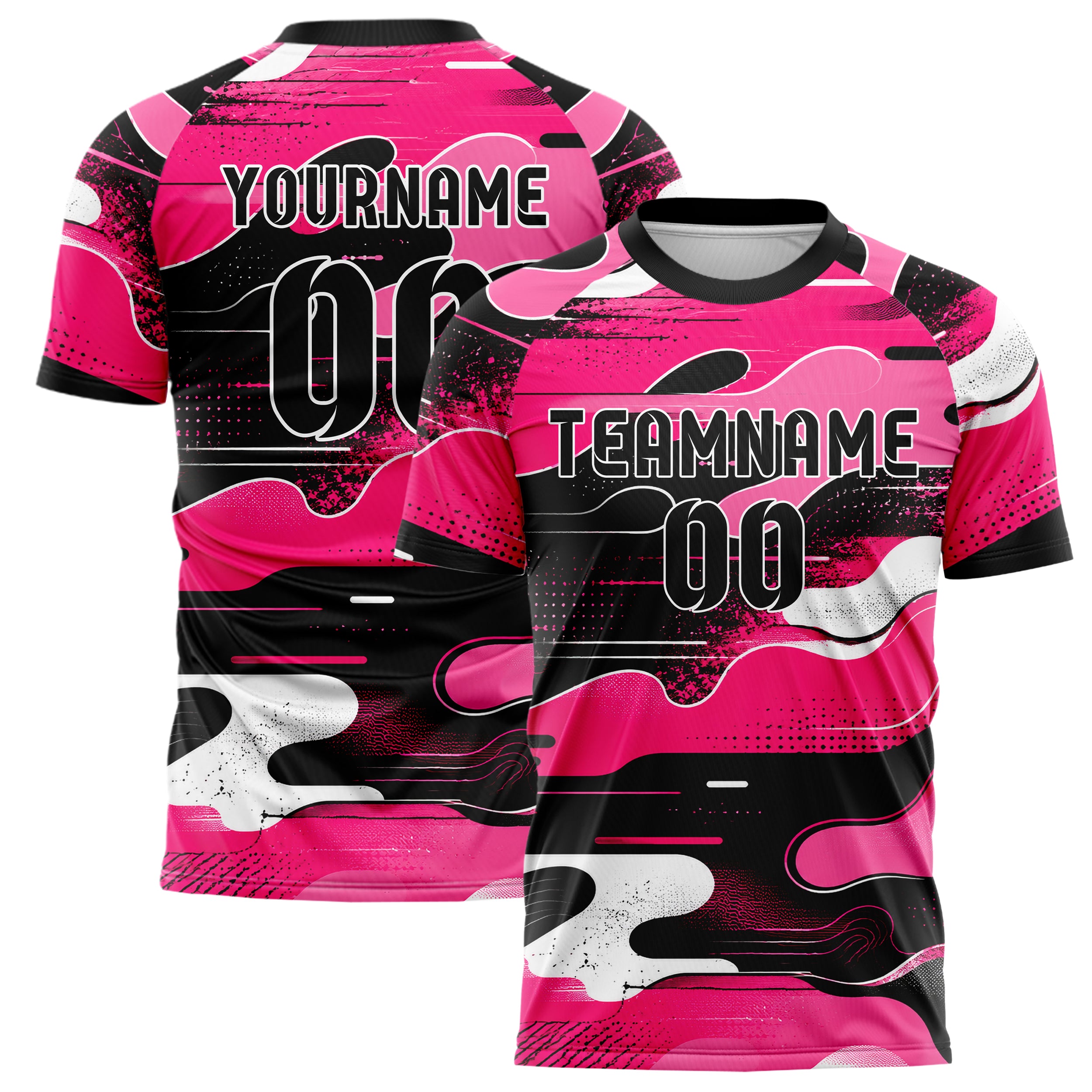 Hot Pink lebendiges abstrakte Linien Organic Blobs Outline Design 12-0148 individuelles Fußballtrikot main