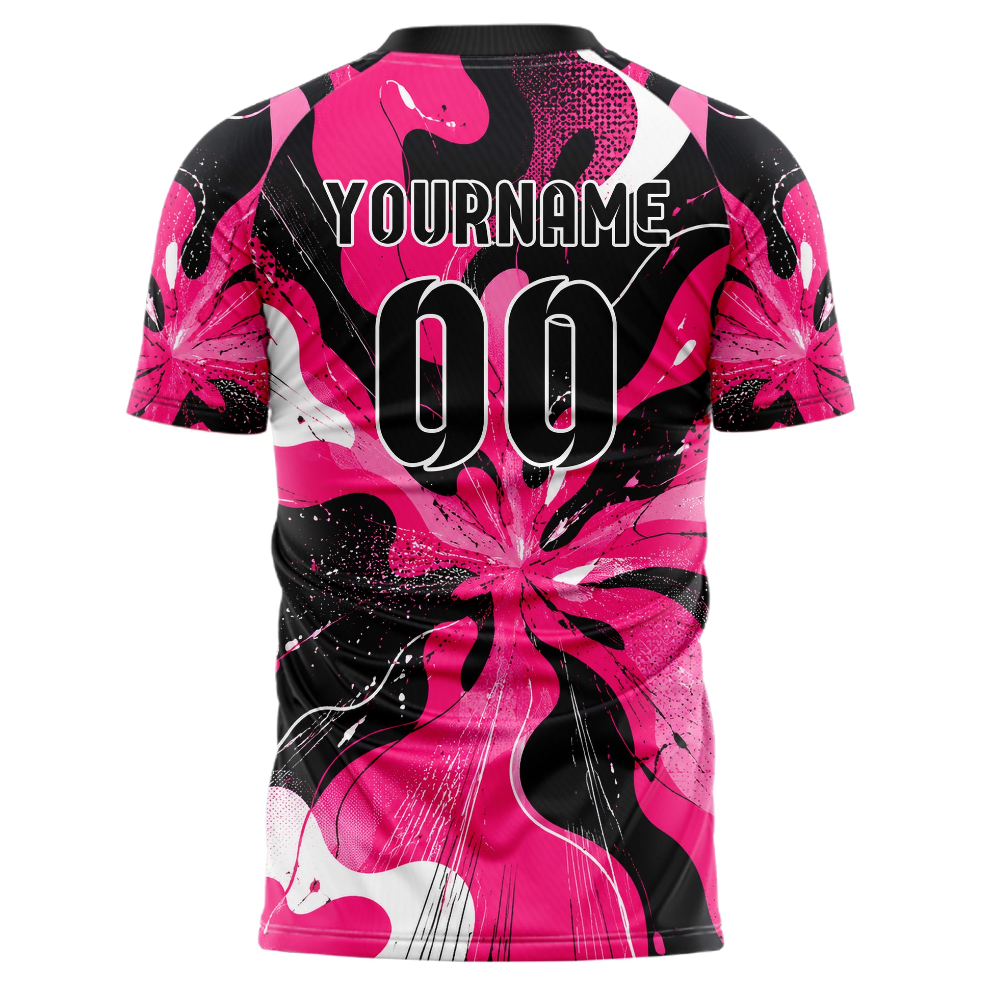 Hot Pink lebendiges abstrakte Linien Organic Blobs Outline Design 12-0460 individuelles Fußballtrikot back