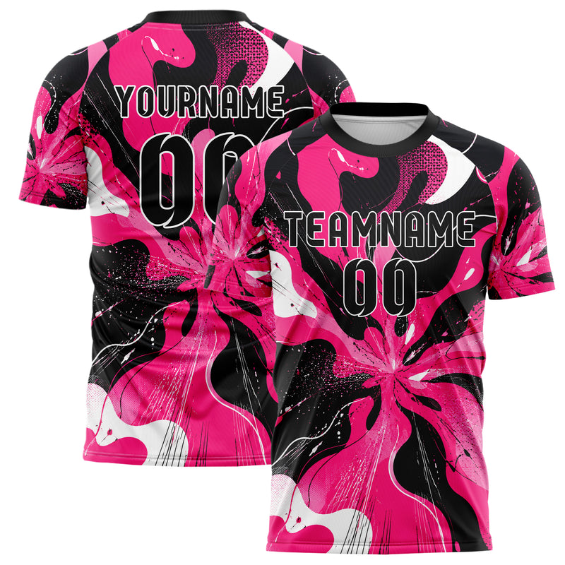 Hot Pink lebendiges abstrakte Linien Organic Blobs Outline Design 12-0460 individuelles Fußballtrikot main
