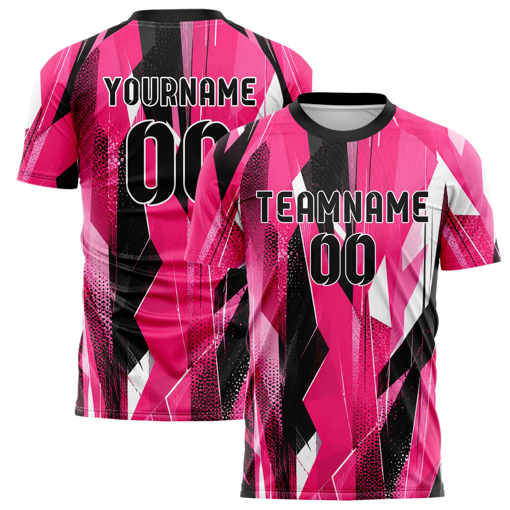 Hot Pink lebendiges abstrakte Linien Polygon Shards Design 12-0418 individuelles Fußballtrikot main