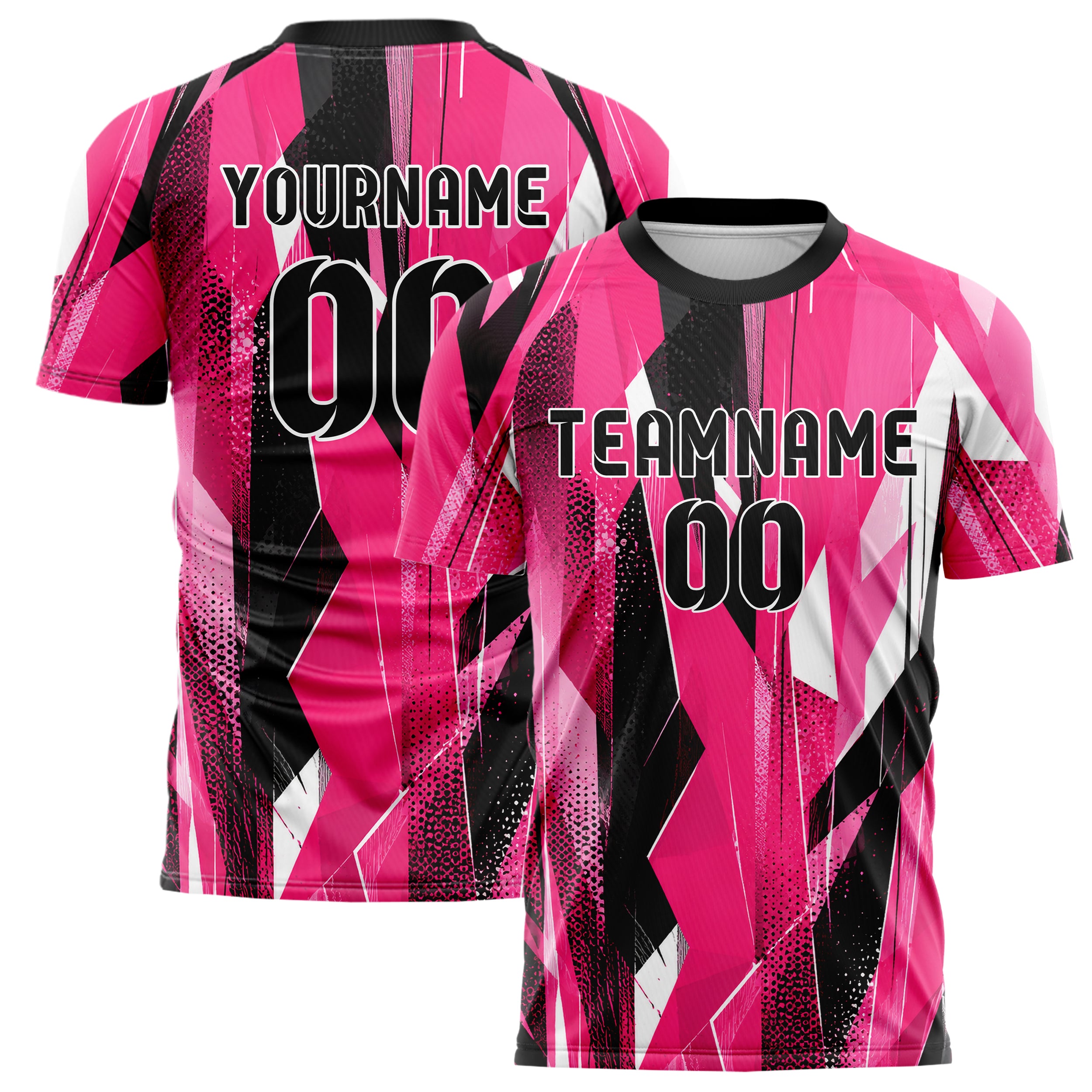 Hot Pink lebendiges abstrakte Linien Polygon Shards Design 12-0418 individuelles Fußballtrikot main
