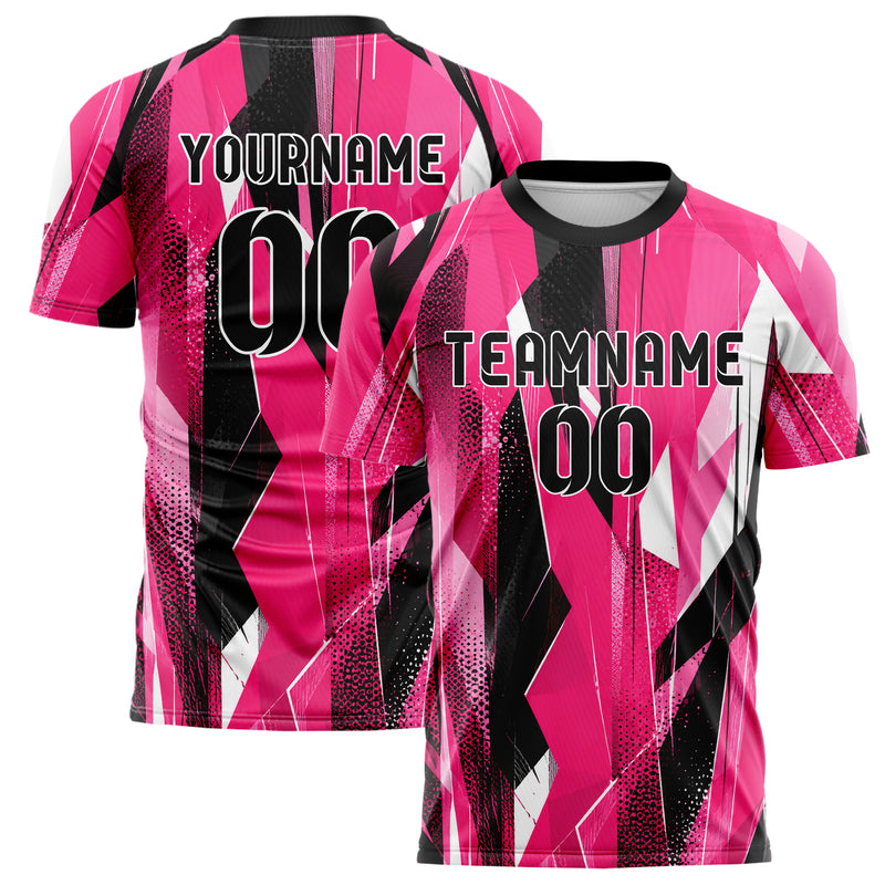Hot Pink lebendiges abstrakte Linien Polygon Shards Design 12-0418 individuelles Fußballtrikot main