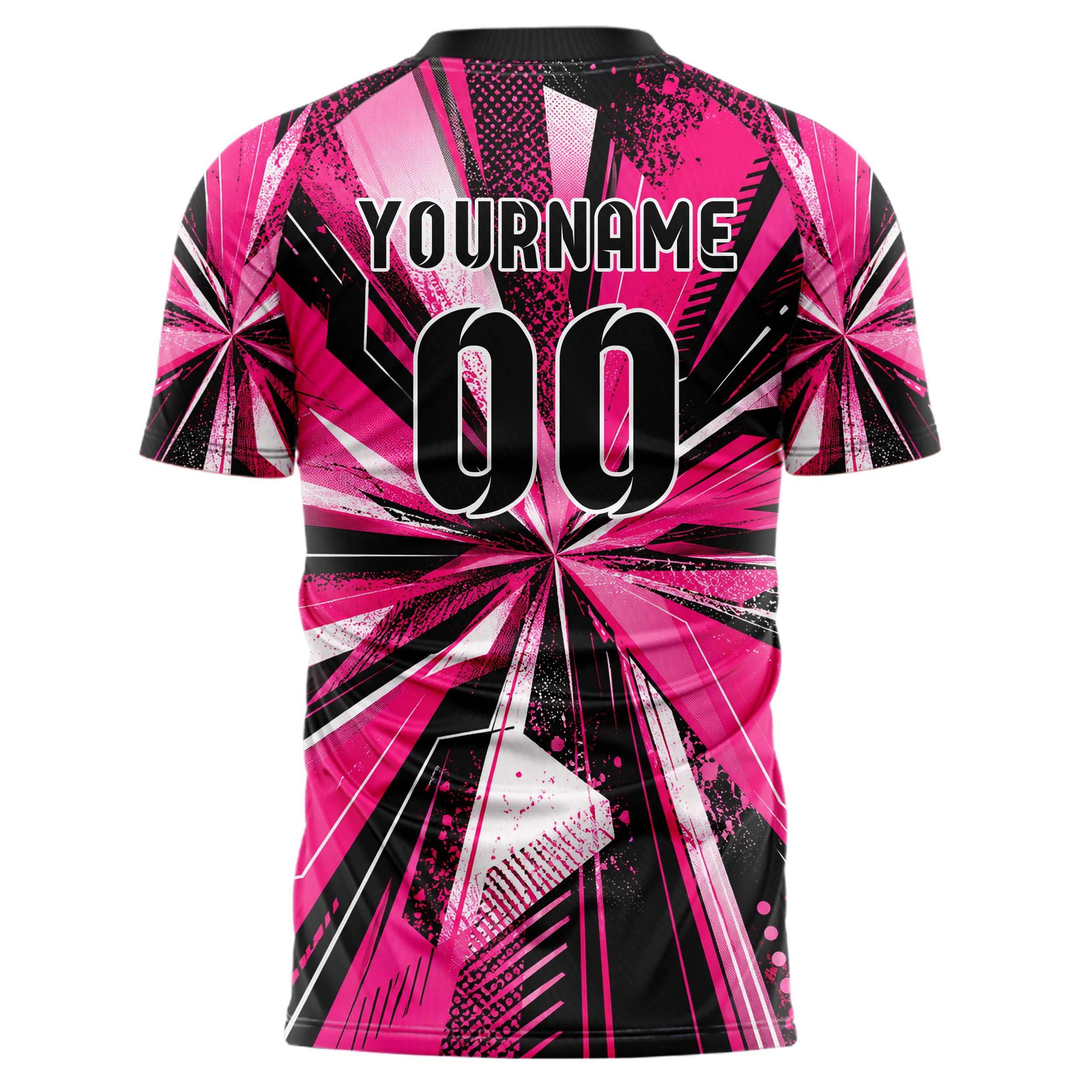 Hot Pink lebendiges abstrakte Linien Speckles Line Accents Design 12-0112 individuelles Fußballtrikot back