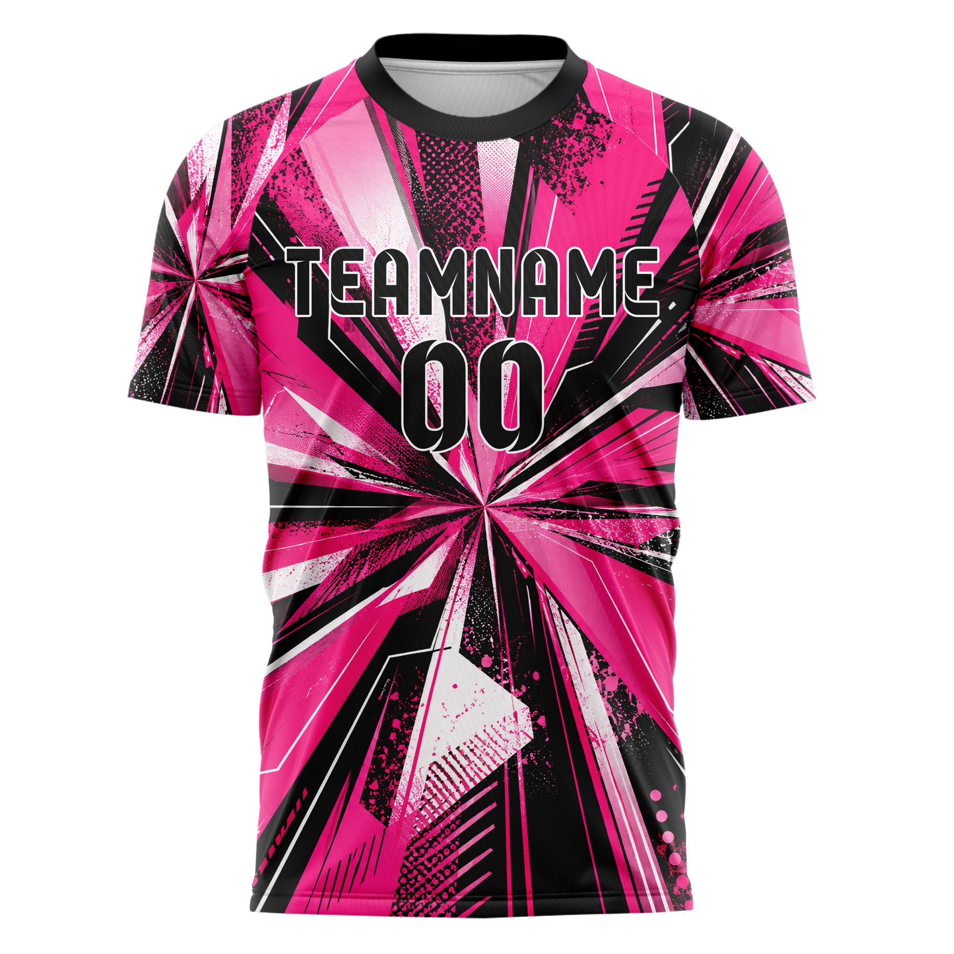Hot Pink lebendiges abstrakte Linien Speckles Line Accents Design 12-0112 individuelles Fußballtrikot front