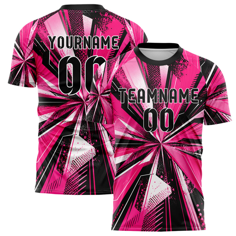 Hot Pink lebendiges abstrakte Linien Speckles Line Accents Design 12-0112 individuelles Fußballtrikot main