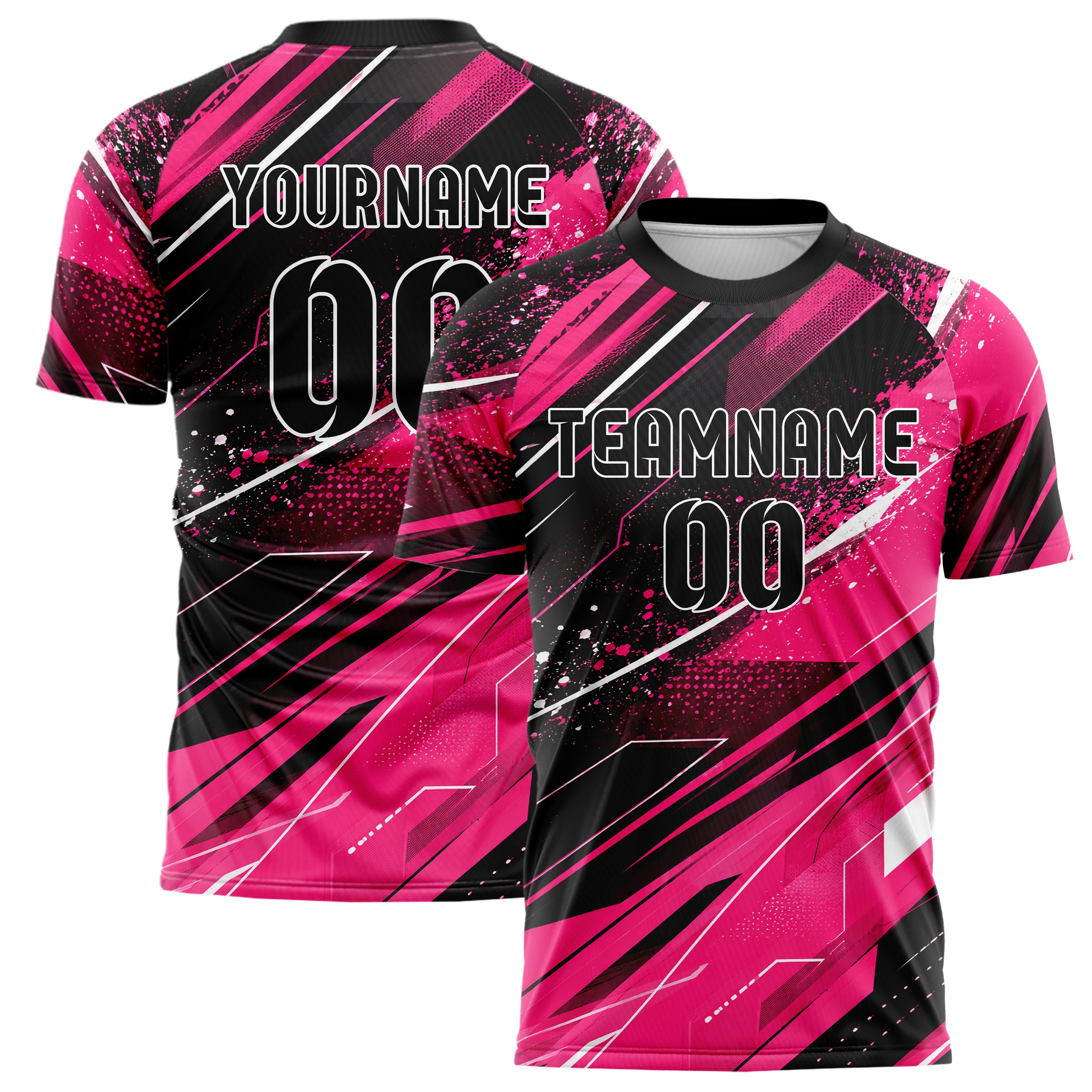 Hot Pink lebendiges abstrakte Linien Speckles Line Accents Design 12-0208 individuelles Fußballtrikot main