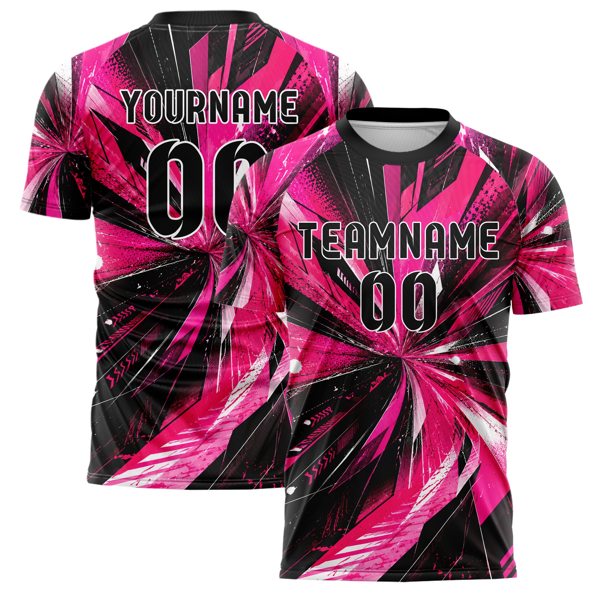 Hot Pink lebendiges abstrakte Linien Speckles Line Accents Design 12-0328 individuelles Fußballtrikot main