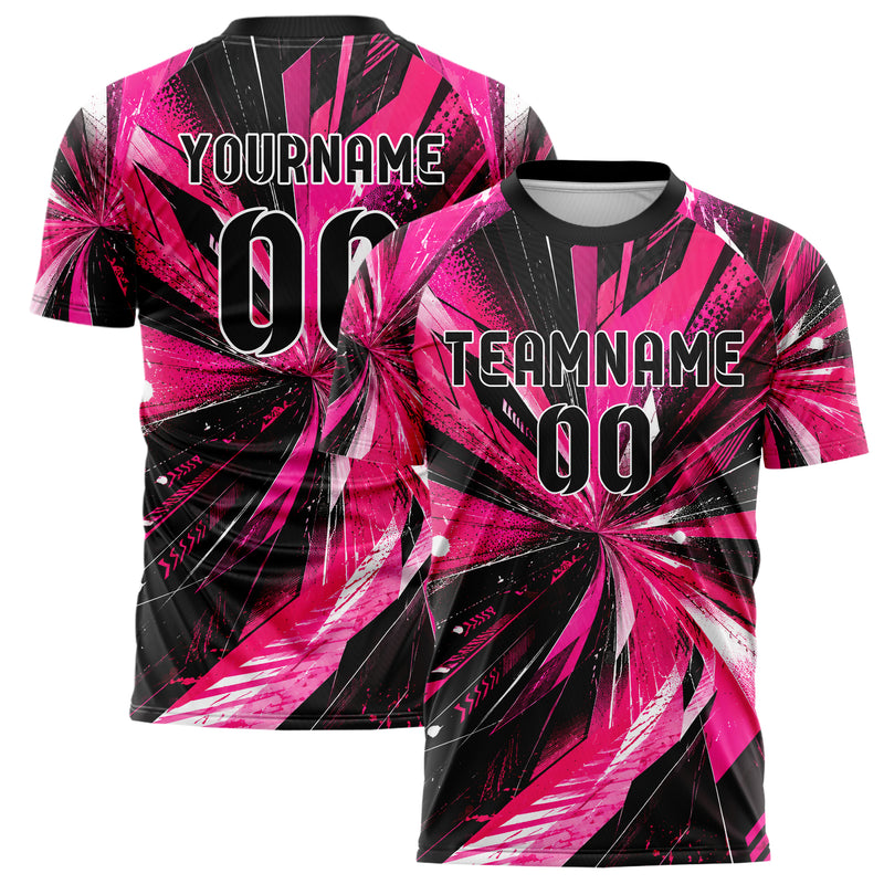 Hot Pink lebendiges abstrakte Linien Speckles Line Accents Design 12-0328 individuelles Fußballtrikot main