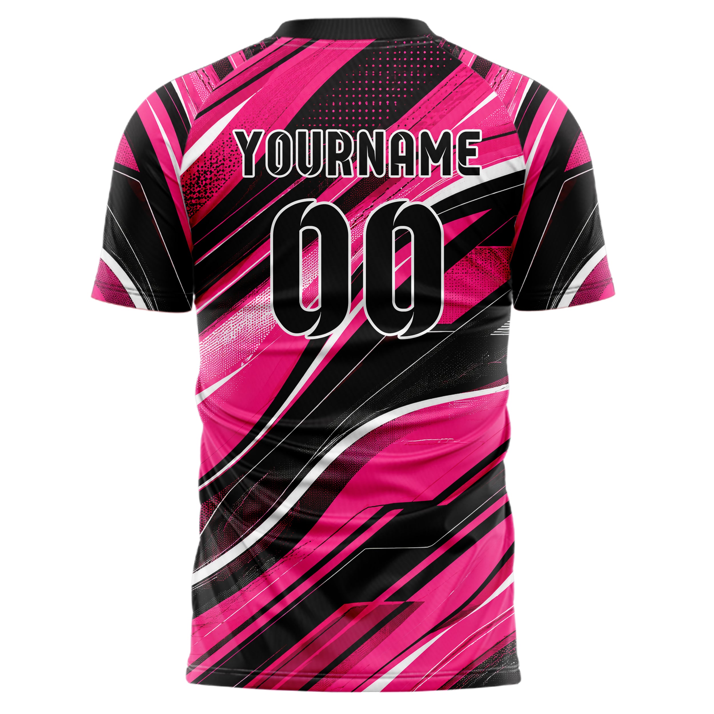 Hot Pink lebendiges abstrakte Linien wavy Parallel Curves Design 12-0358 individuelles Fußballtrikot back