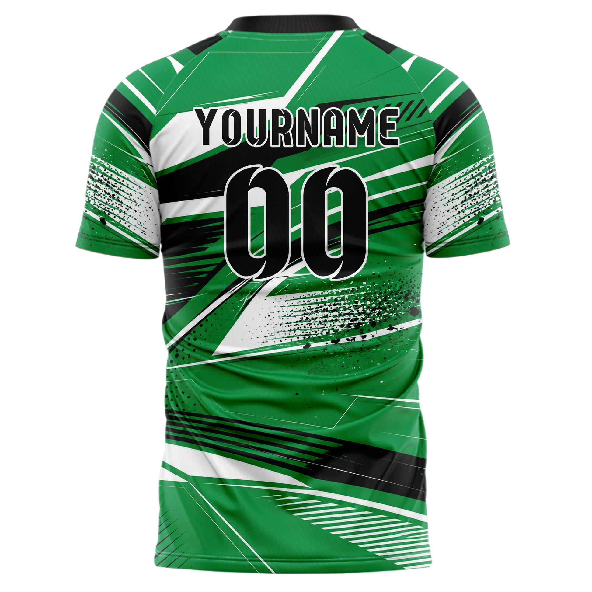 Kellygruen klassisches abstrakte Linien asymmetrische Vector Panels Design 12-0169 individuelles Fußballtrikot back