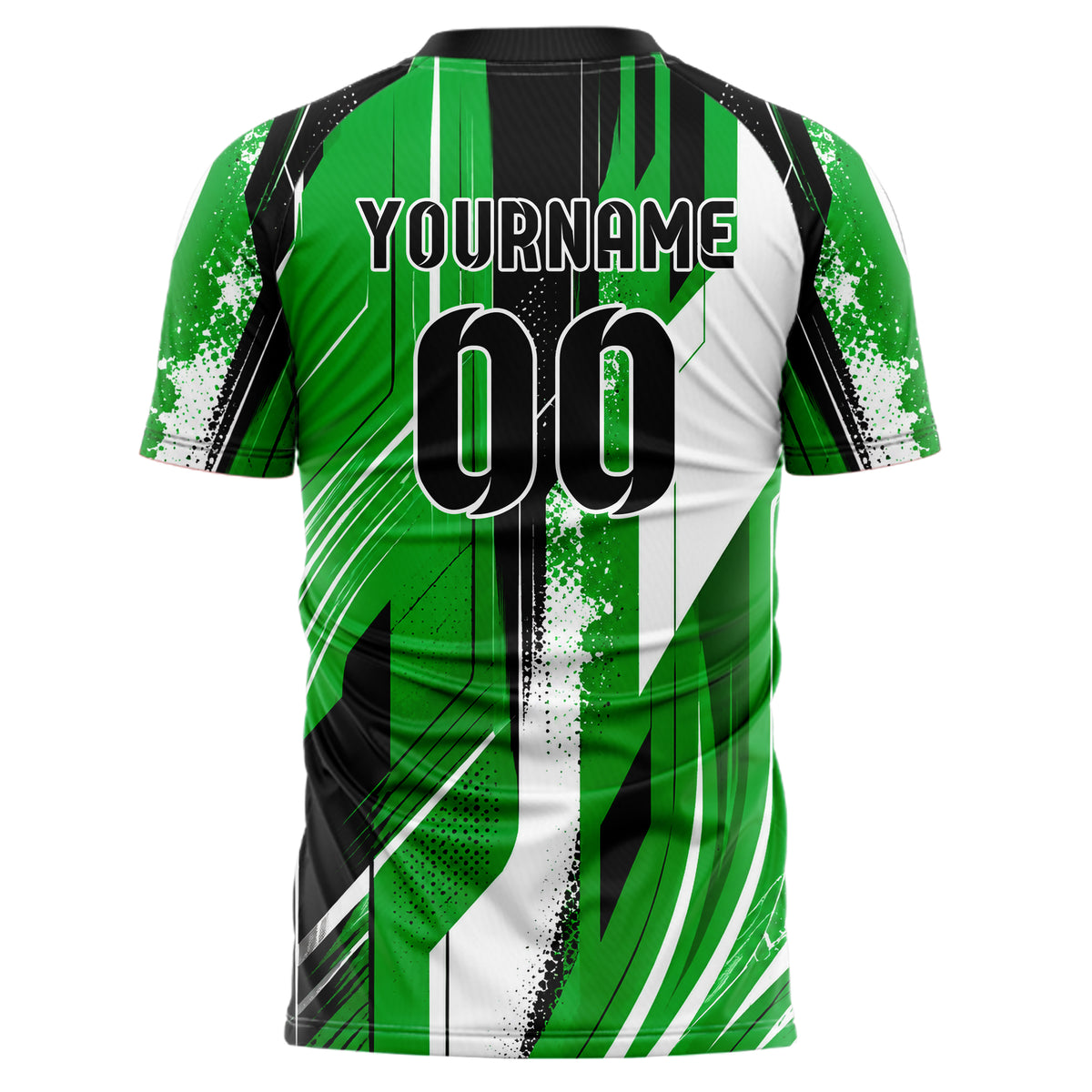 Kellygruen klassisches abstrakte Linien asymmetrische Vector Panels Design 12-0313 individuelles Fußballtrikot back