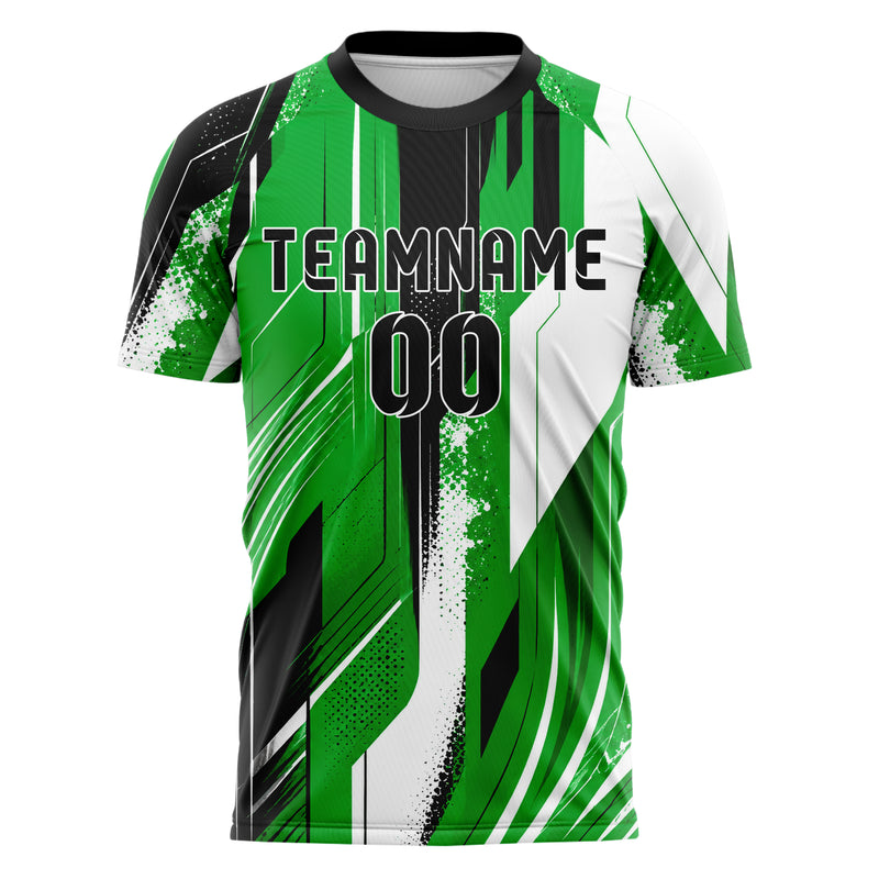 Kellygruen klassisches abstrakte Linien asymmetrische Vector Panels Design 12-0313 individuelles Fußballtrikot front