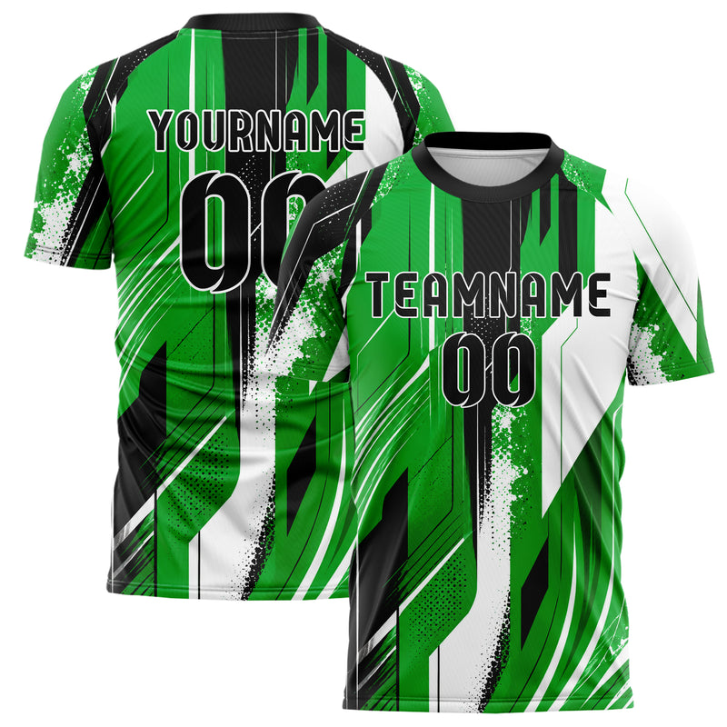 Kellygruen klassisches abstrakte Linien asymmetrische Vector Panels Design 12-0313 individuelles Fußballtrikot main