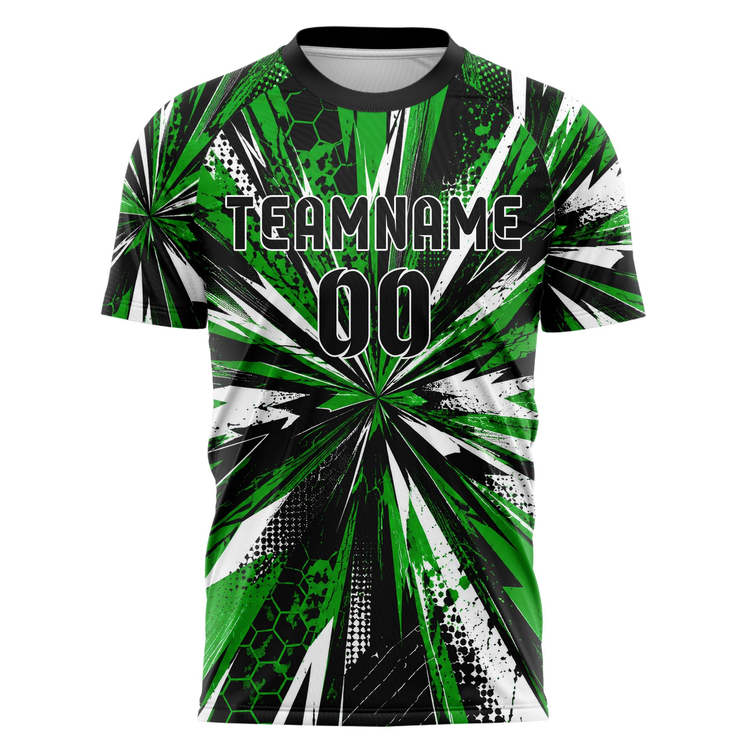 Kellygruen klassisches abstrakte Linien diagonale Streamlines Design 12-0331 individuelles Fußballtrikot front
