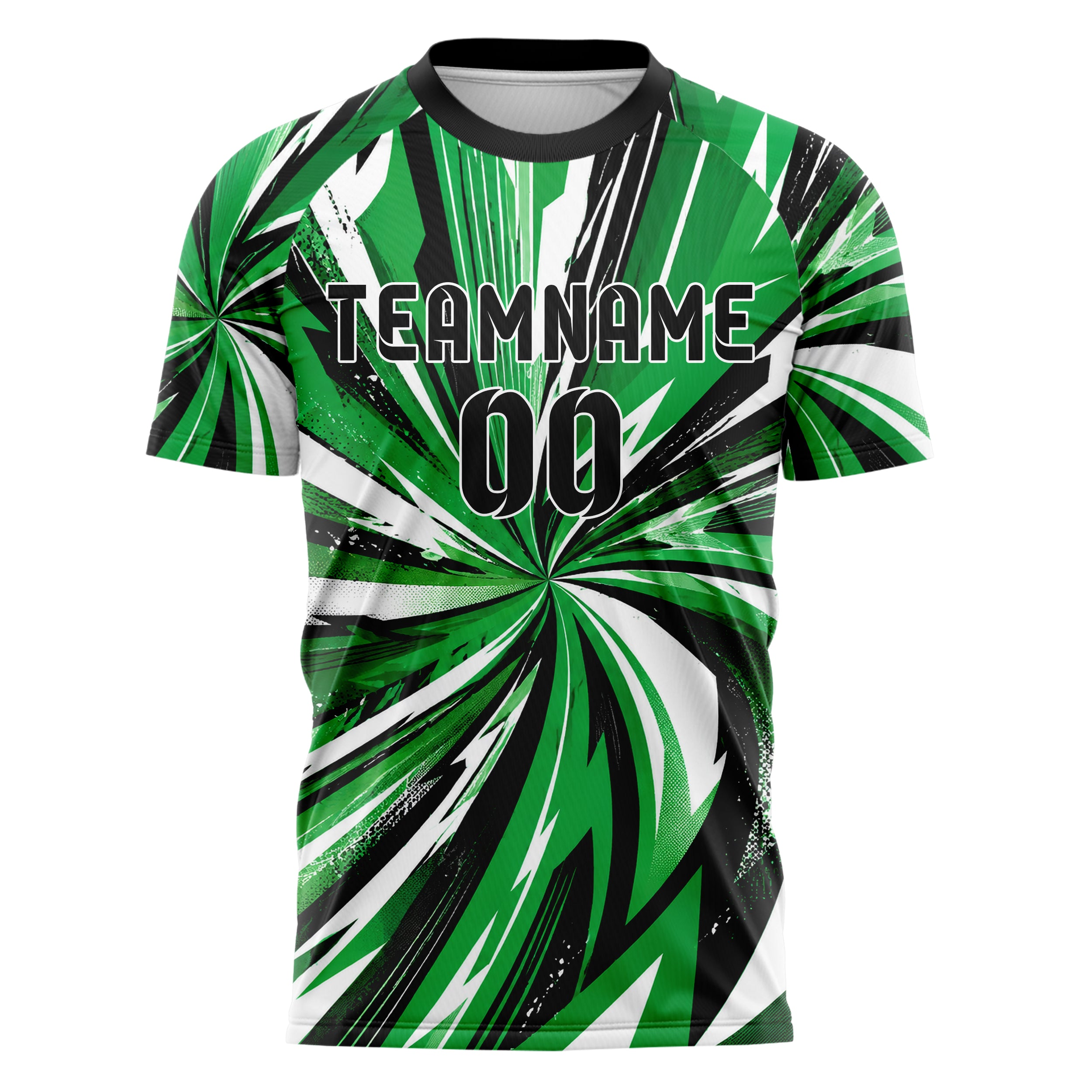 Kellygruen klassisches abstrakte Linien diagonale Streamlines Design 12-0355 individuelles Fußballtrikot front