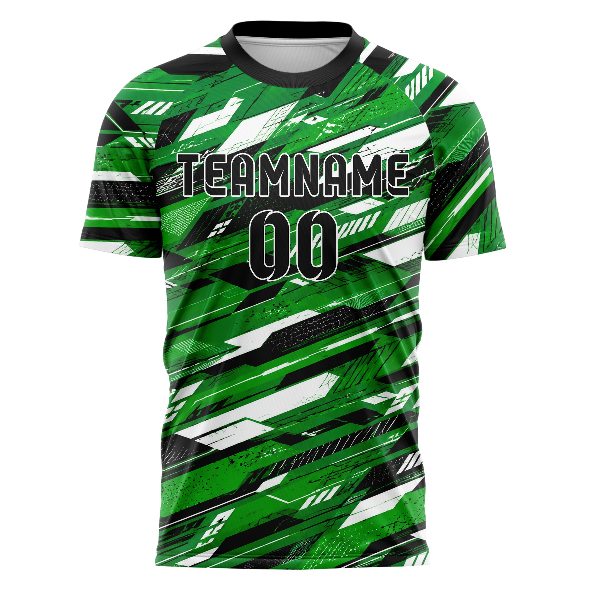 Kellygruen klassisches abstrakte Linien diagonale Streamlines Design 12-0379 individuelles Fußballtrikot front