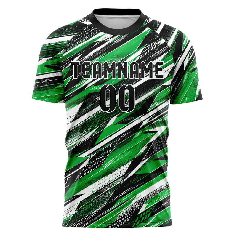 Kellygruen klassisches abstrakte Linien diagonale Streamlines Design 12-0451 individuelles Fußballtrikot front