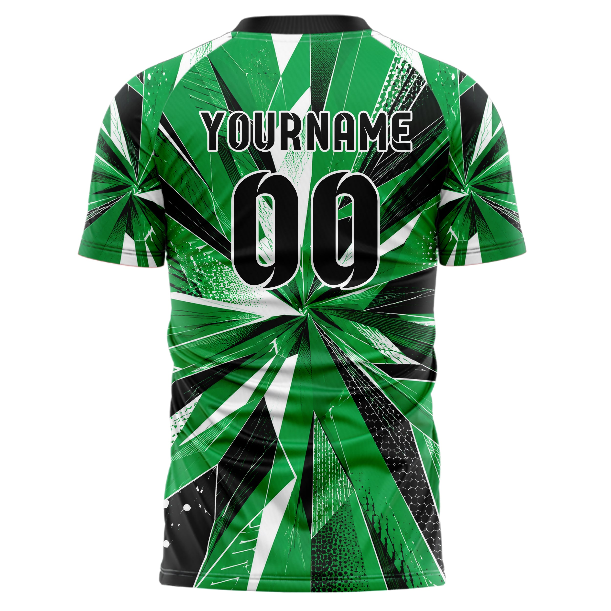 Kellygruen klassisches abstrakte Linien Polygon Shards Design 12-0106 individuelles Fußballtrikot back