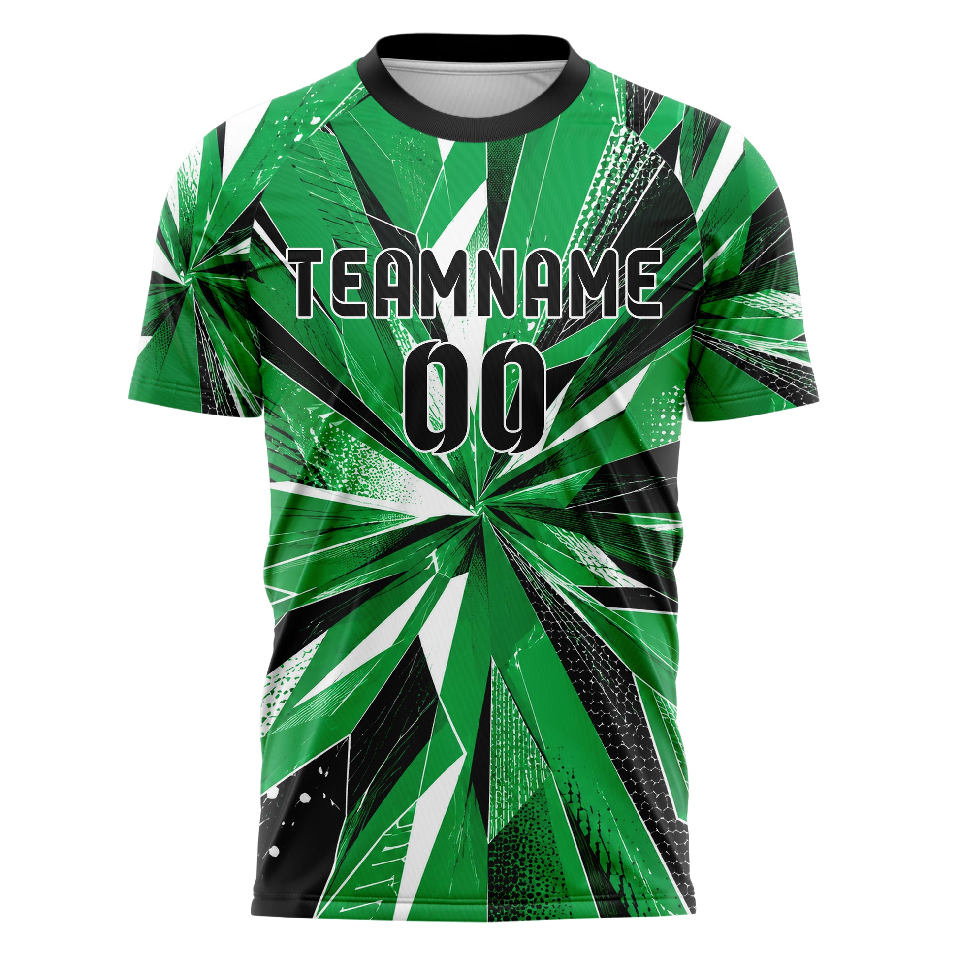 Kellygruen klassisches abstrakte Linien Polygon Shards Design 12-0106 individuelles Fußballtrikot front