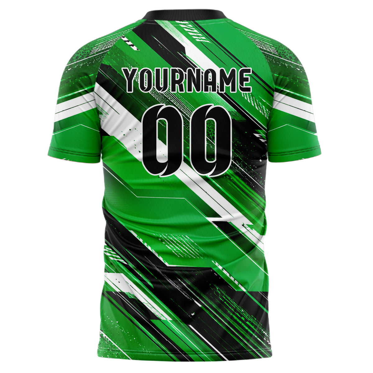Kellygruen klassisches abstrakte Linien Speckles Line Accents Design 12-0352 individuelles Fußballtrikot back