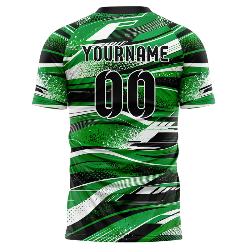 Kellygruen klassisches abstrakte Linien wavy Parallel Curves Design 12-0142 individuelles Fußballtrikot back