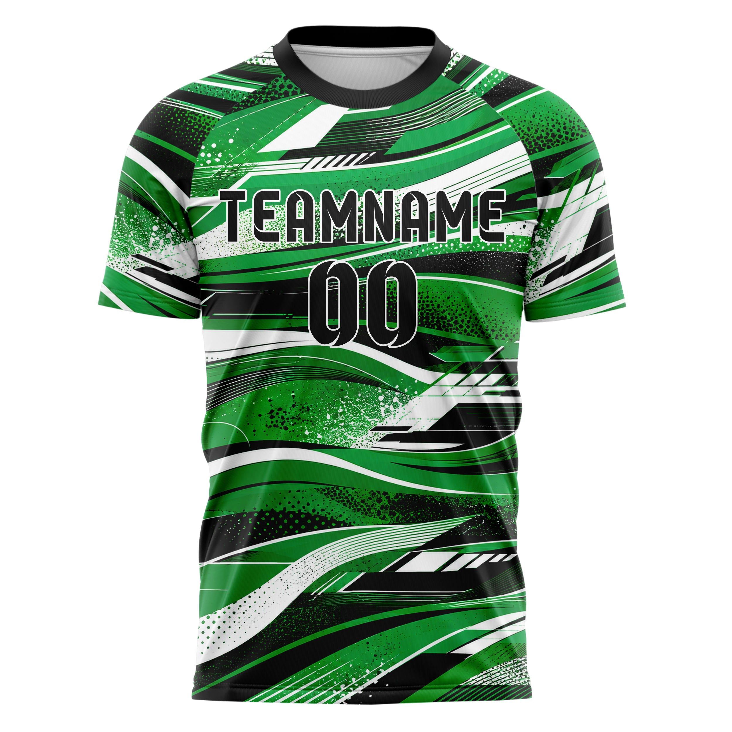 Kellygruen klassisches abstrakte Linien wavy Parallel Curves Design 12-0142 individuelles Fußballtrikot front