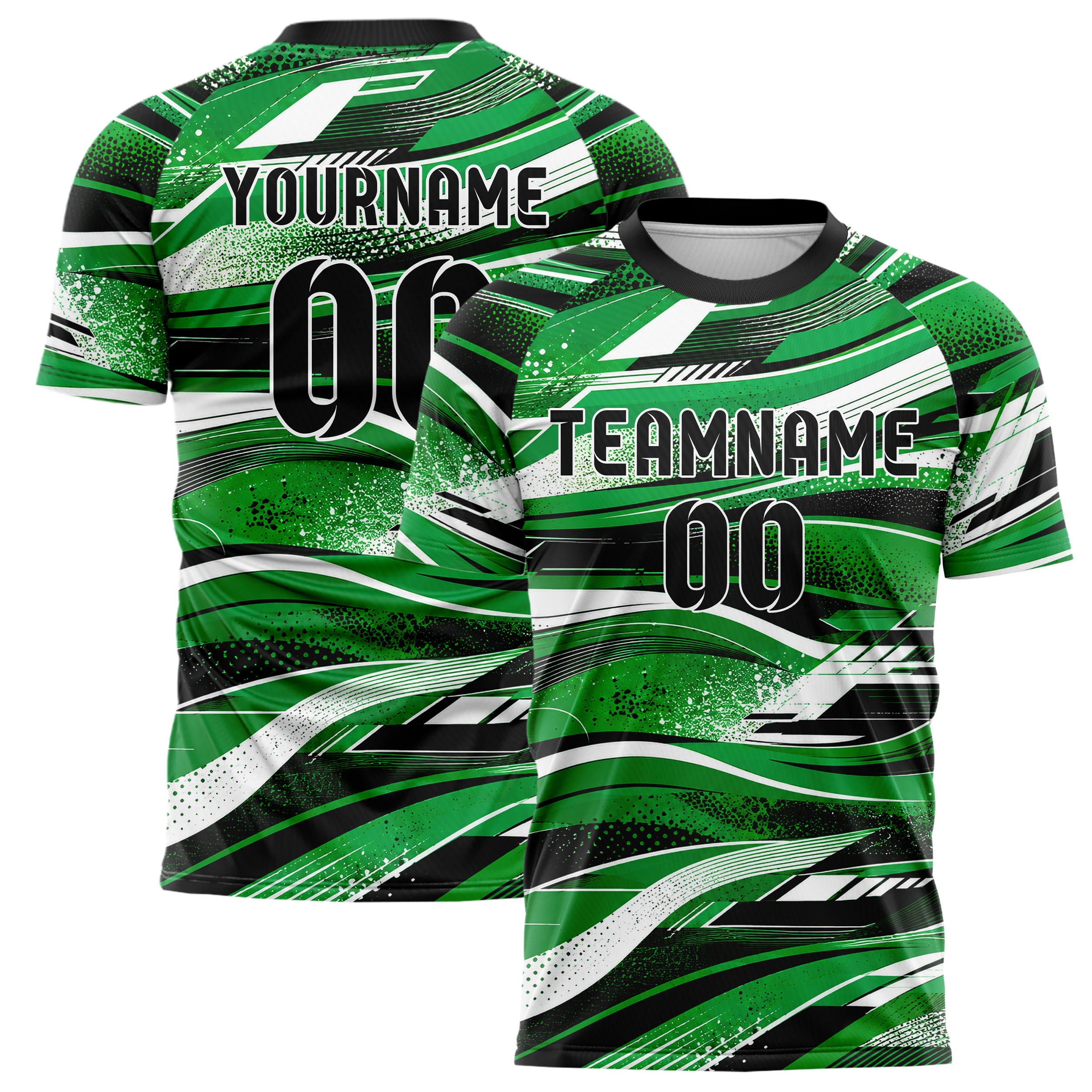 Kellygruen klassisches abstrakte Linien wavy Parallel Curves Design 12-0142 individuelles Fußballtrikot main