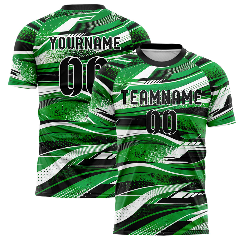 Kellygruen klassisches abstrakte Linien wavy Parallel Curves Design 12-0142 individuelles Fußballtrikot main