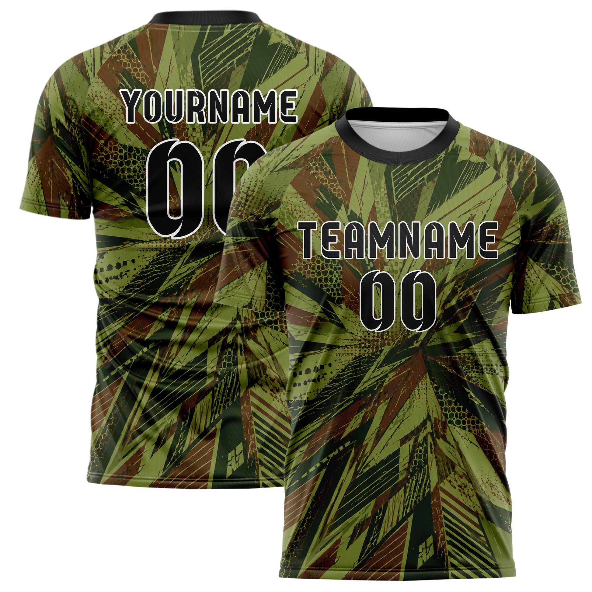 Olivgruen erdiges abstrakte Linien asymmetrische Vector Panels Design 12-0089 individuelles Fußballtrikot main