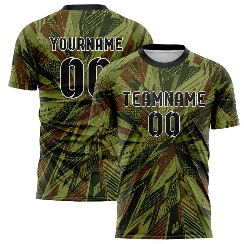 Olivgruen erdiges abstrakte Linien asymmetrische Vector Panels Design 12-0089 individuelles Fußballtrikot main