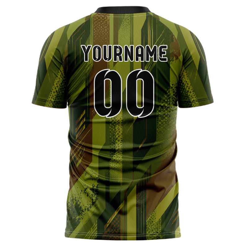 Olivgruen erdiges abstrakte Linien diagonale Streamlines Design 12-0347 individuelles Fußballtrikot back
