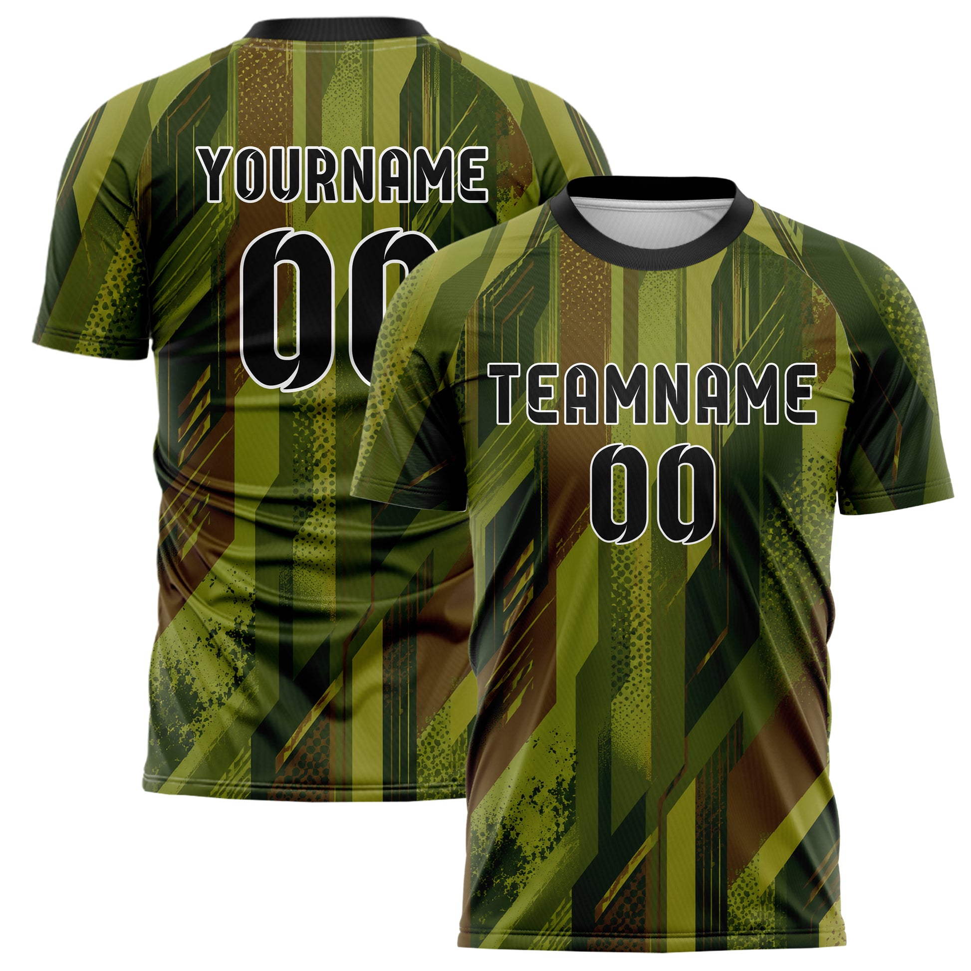 Olivgruen erdiges abstrakte Linien diagonale Streamlines Design 12-0347 individuelles Fußballtrikot main