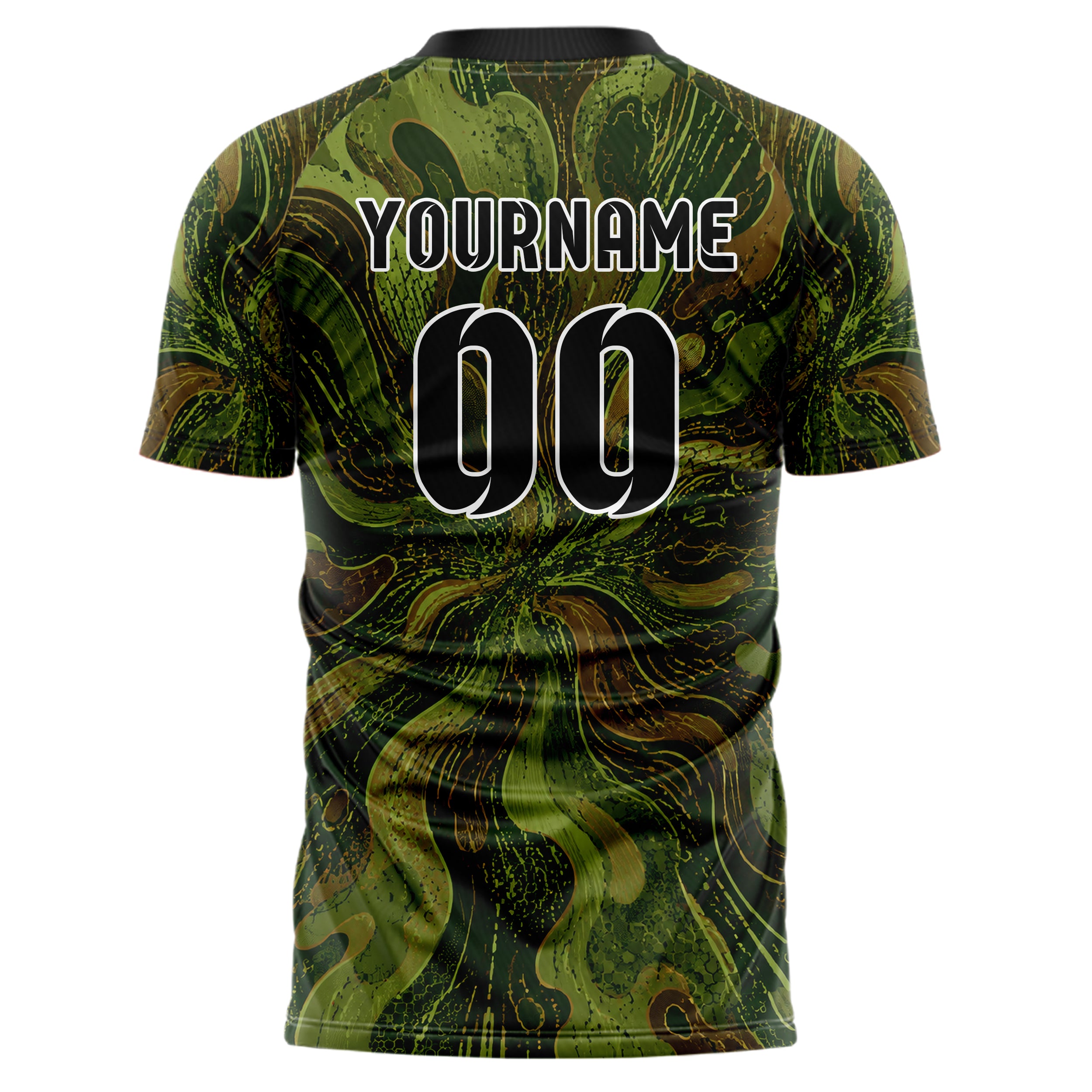 Olivgruen erdiges abstrakte Linien Organic Blobs Outline Design 12-0092 individuelles Fußballtrikot back