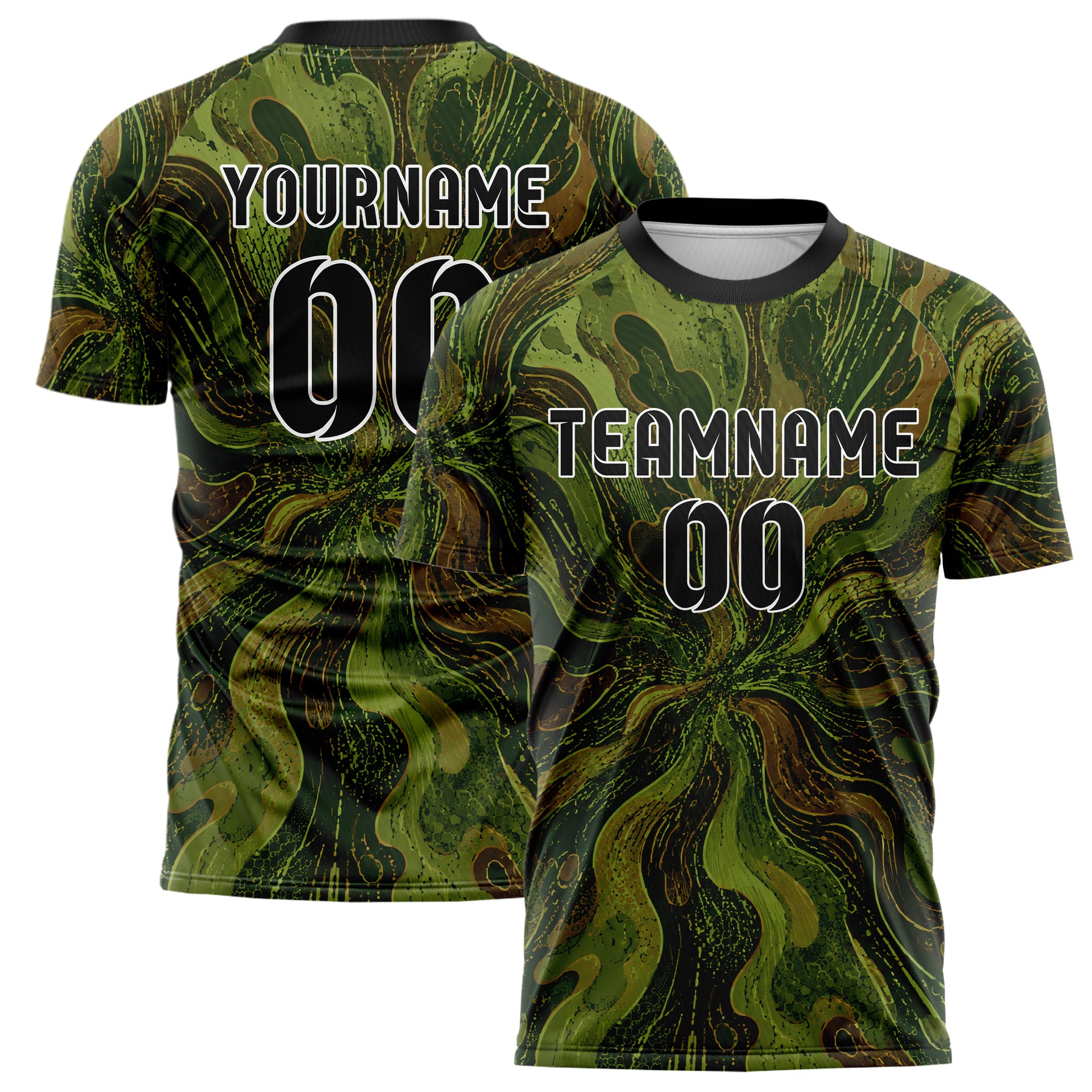 Olivgruen erdiges abstrakte Linien Organic Blobs Outline Design 12-0092 individuelles Fußballtrikot main