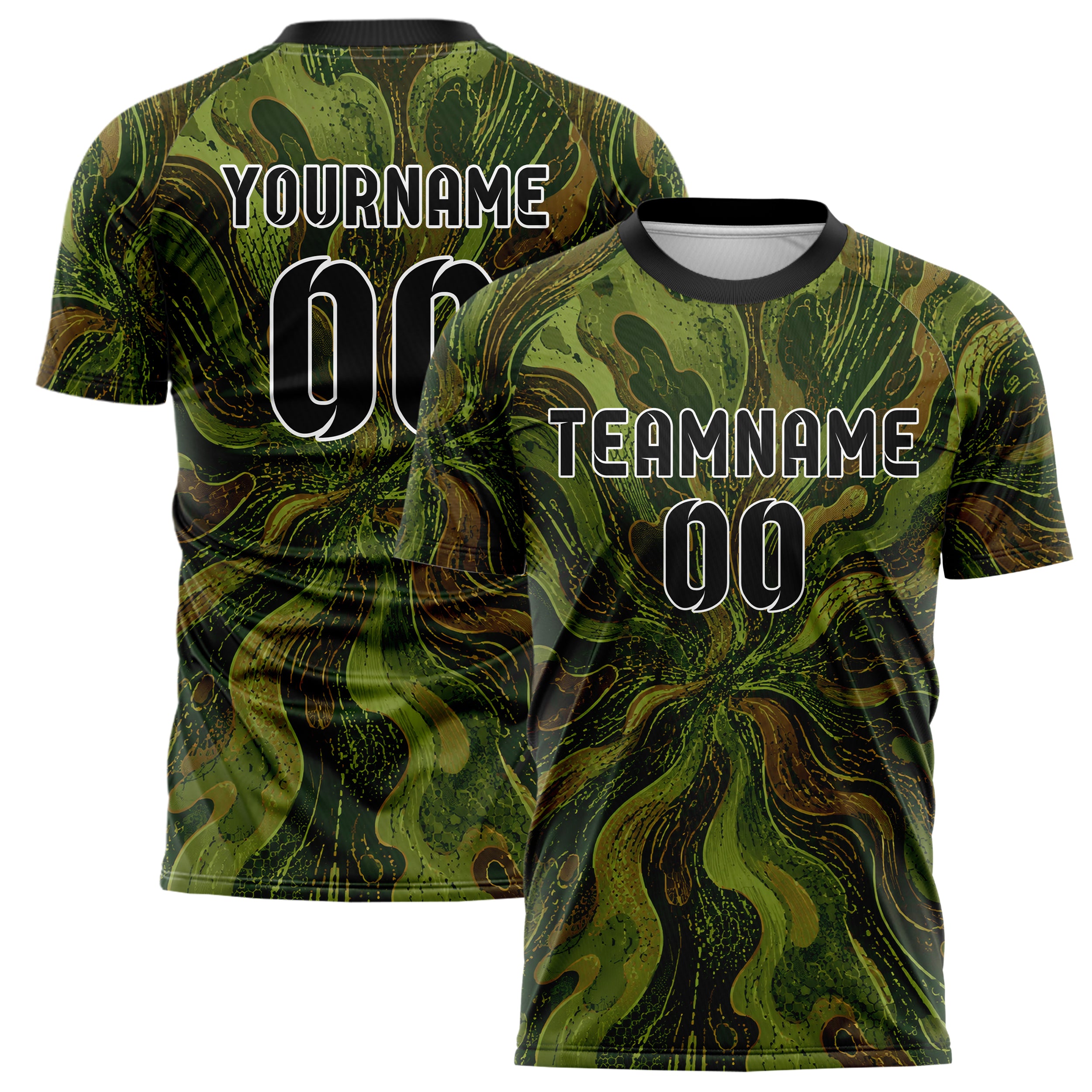 Olivgruen erdiges abstrakte Linien Organic Blobs Outline Design 12-0092 individuelles Fußballtrikot main